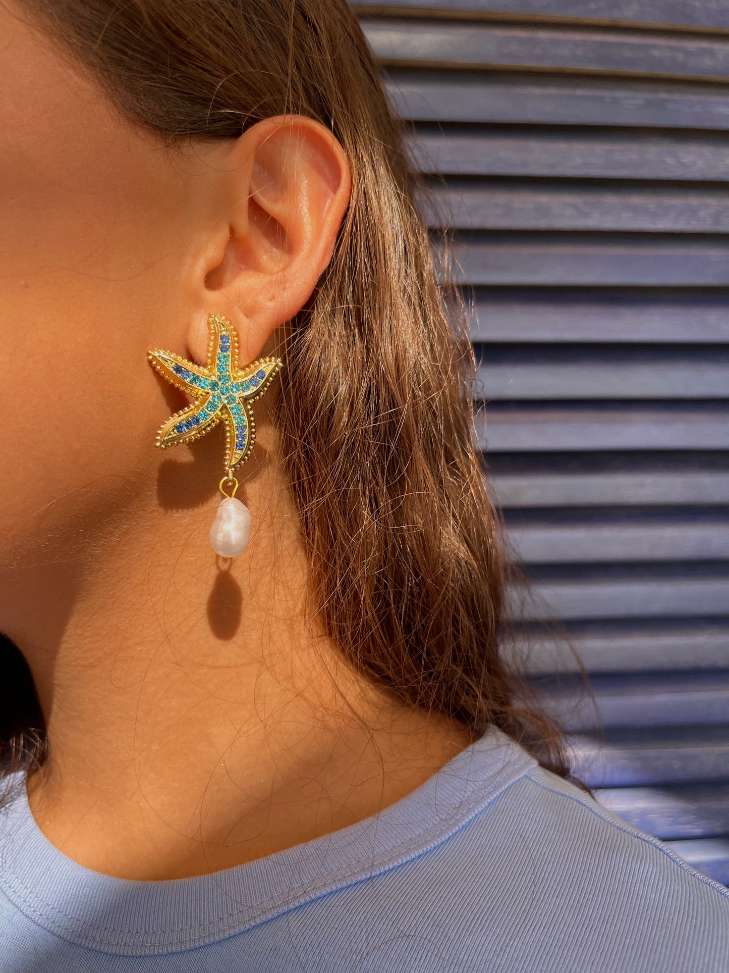 Blue Starfish Earrings