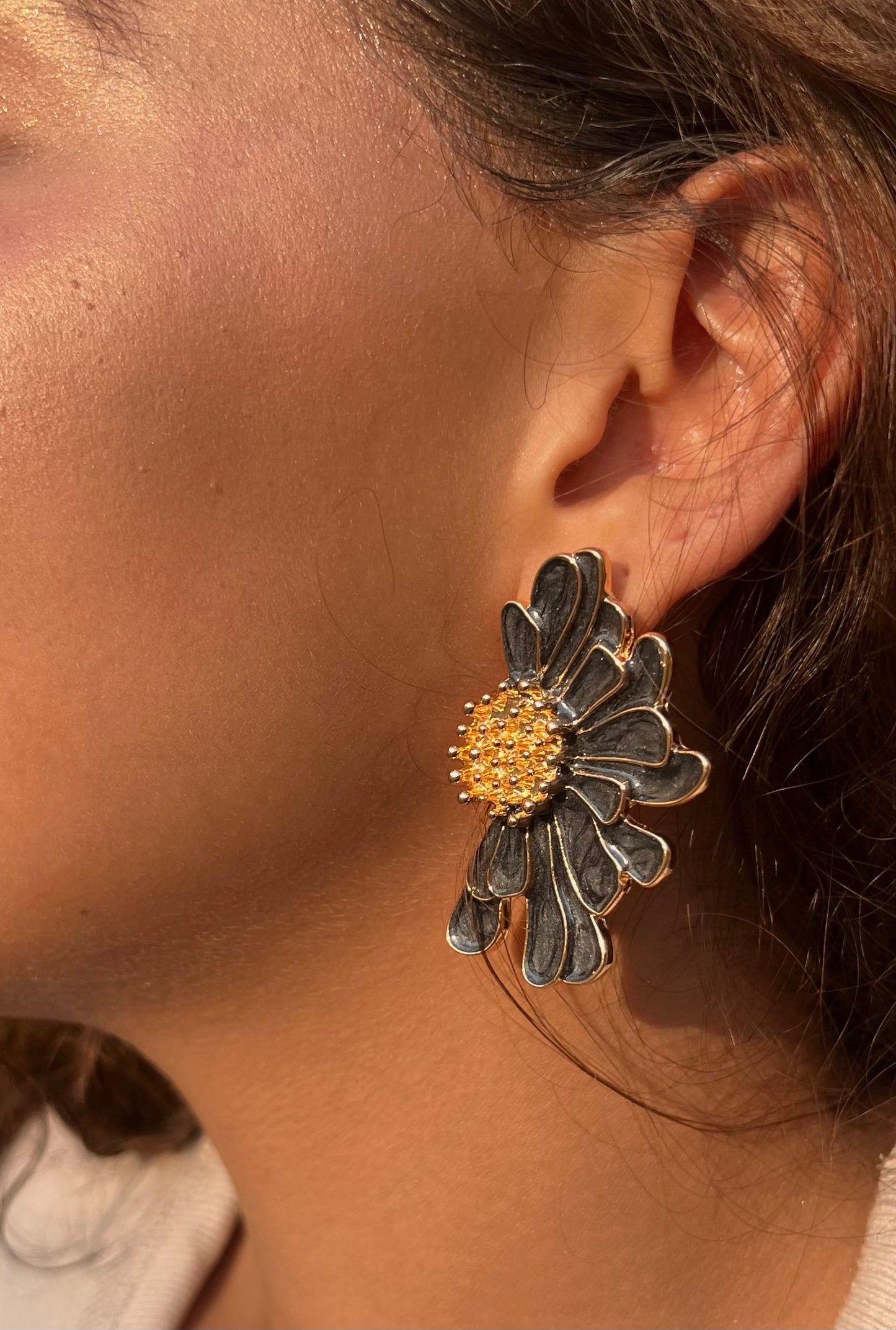 Charcoal Petal Earrings