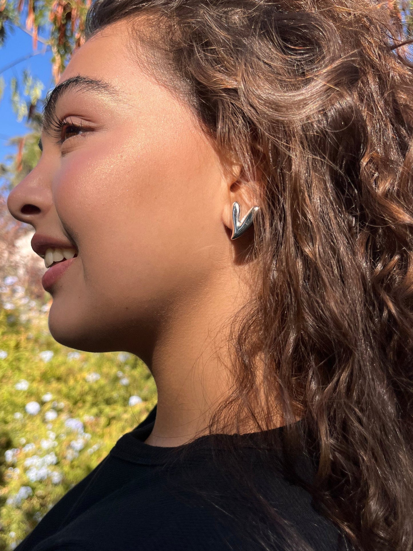 Silver Heart Studs