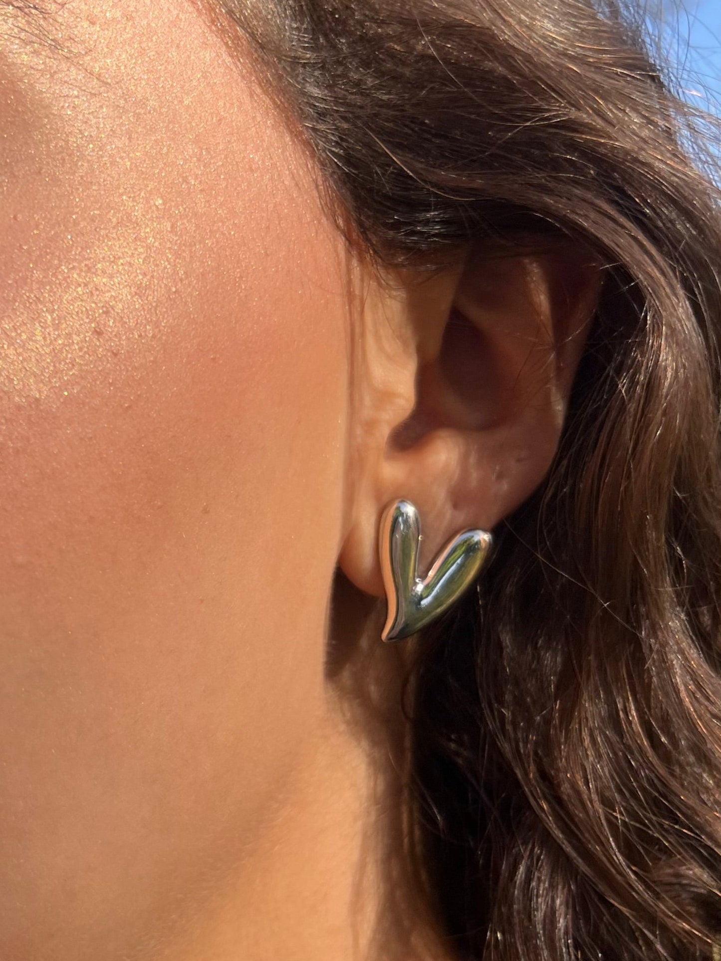 Silver Heart Studs