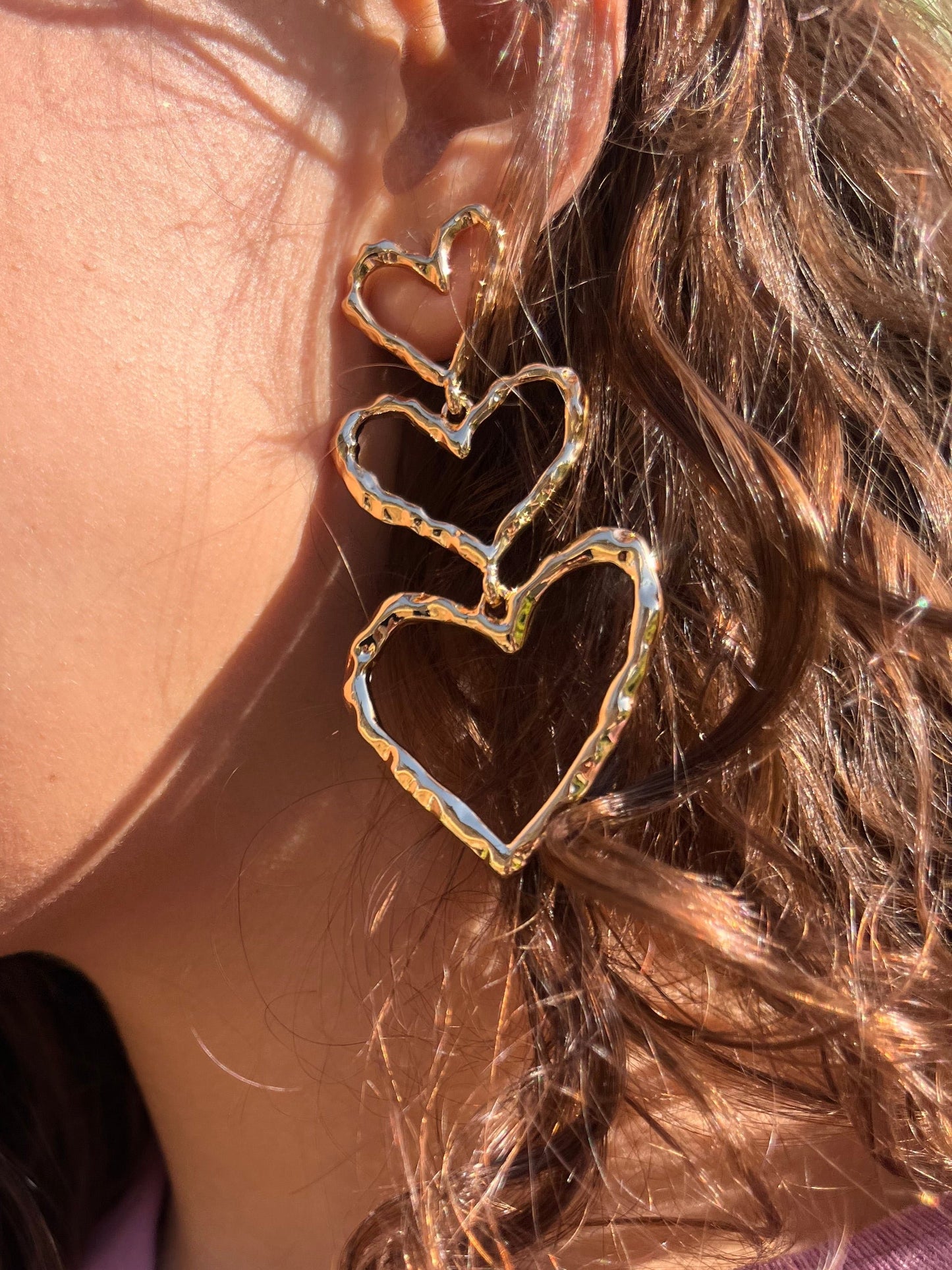 Three Heart Earrings