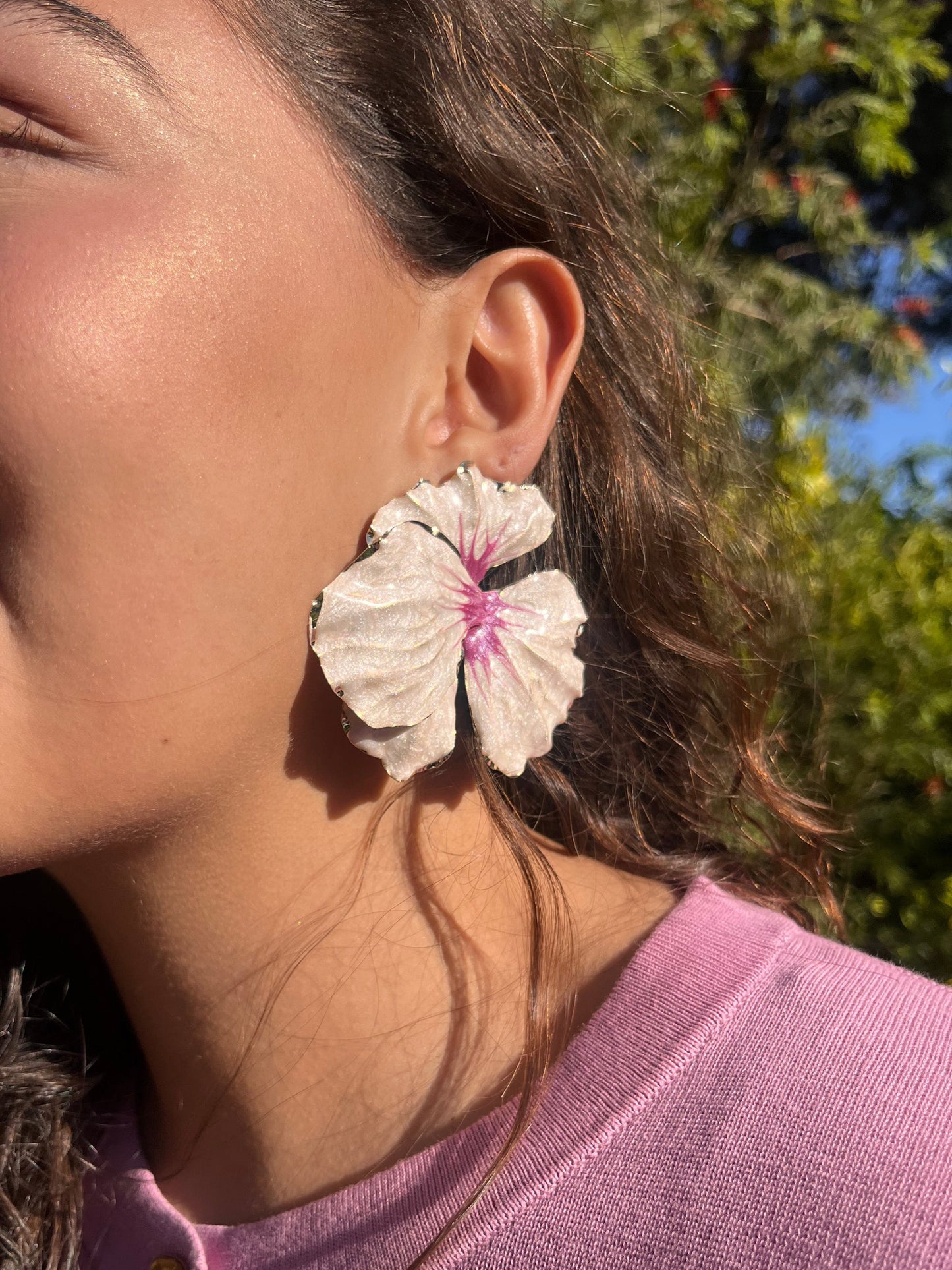 Pink Flower Earrings