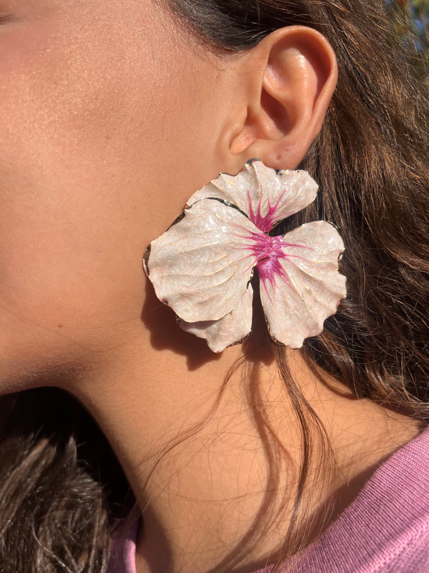 Pink Flower Earrings
