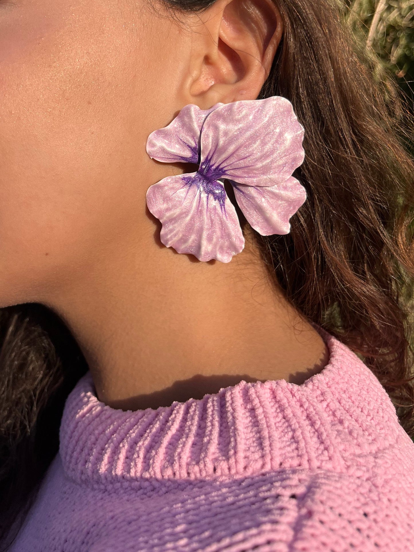 Purple Flower Earrings