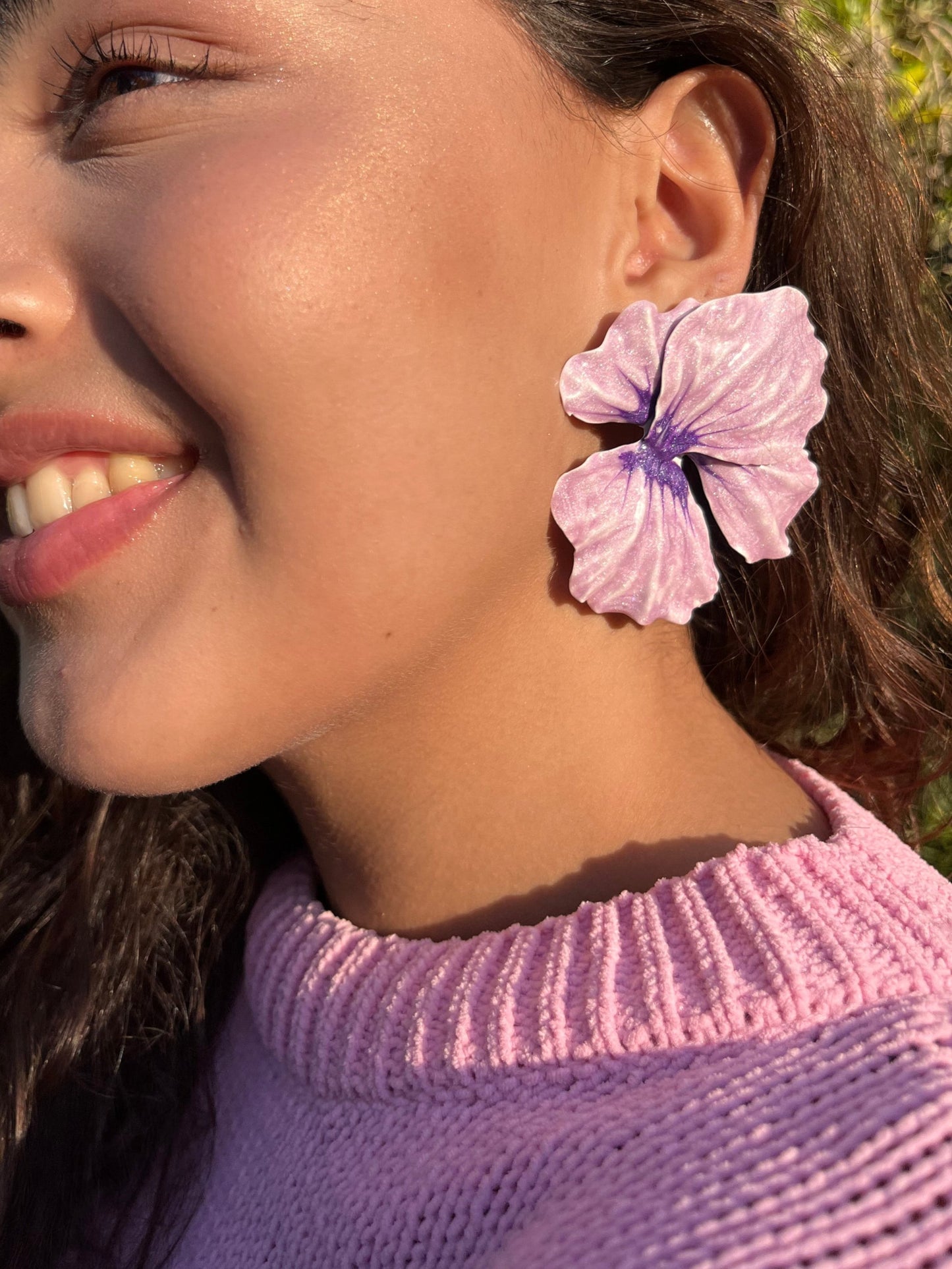 Purple Flower Earrings