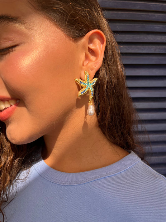 Blue Starfish Earrings