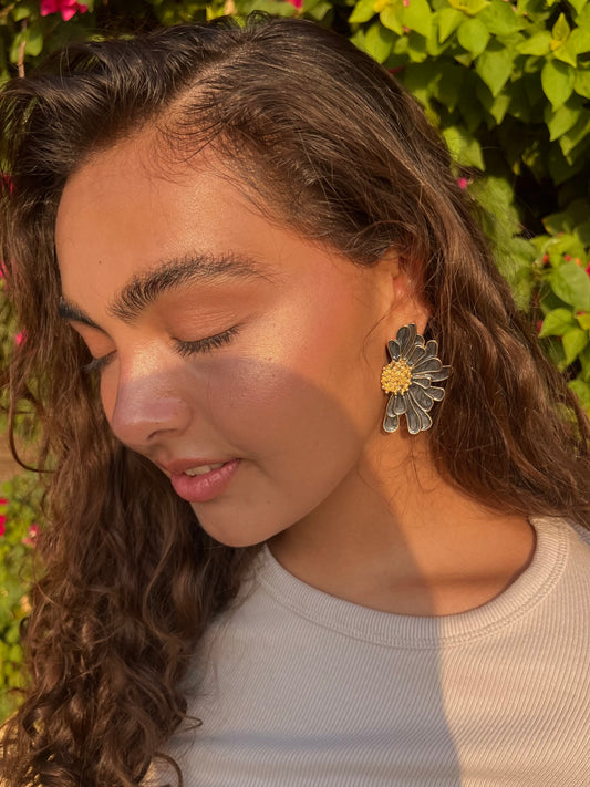 Charcoal Petal Earrings