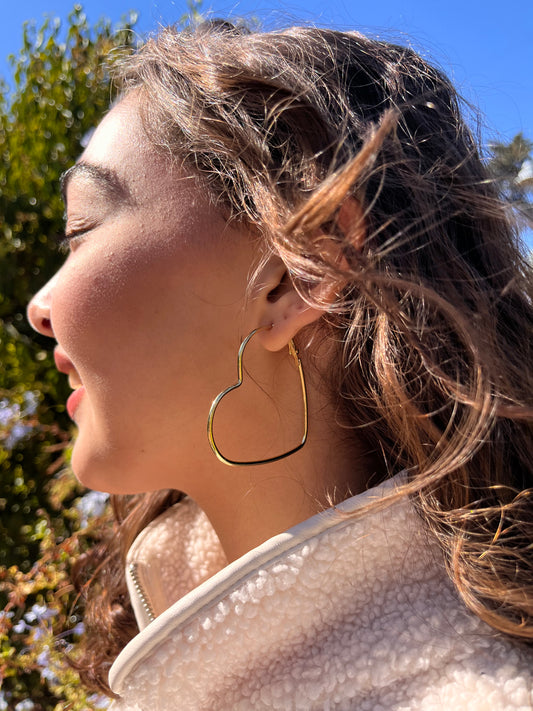 Gold Heart Hoop Earrings