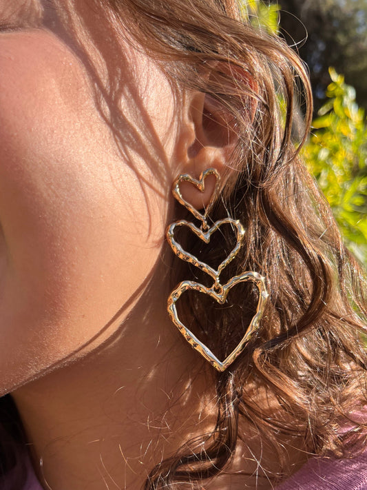 Three Heart Earrings