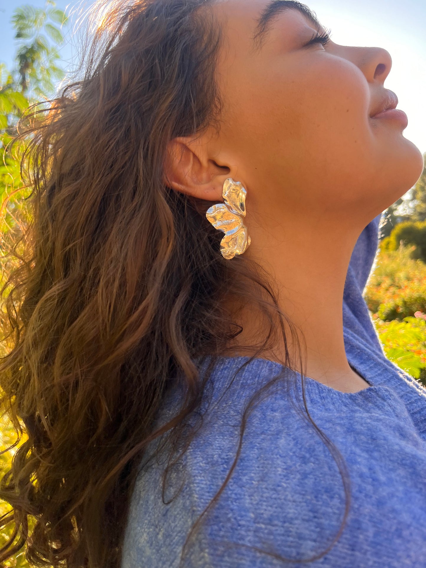 Silver Petal Earrings