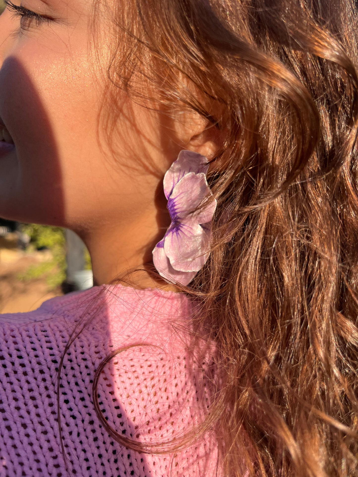 Purple Petal Earrings