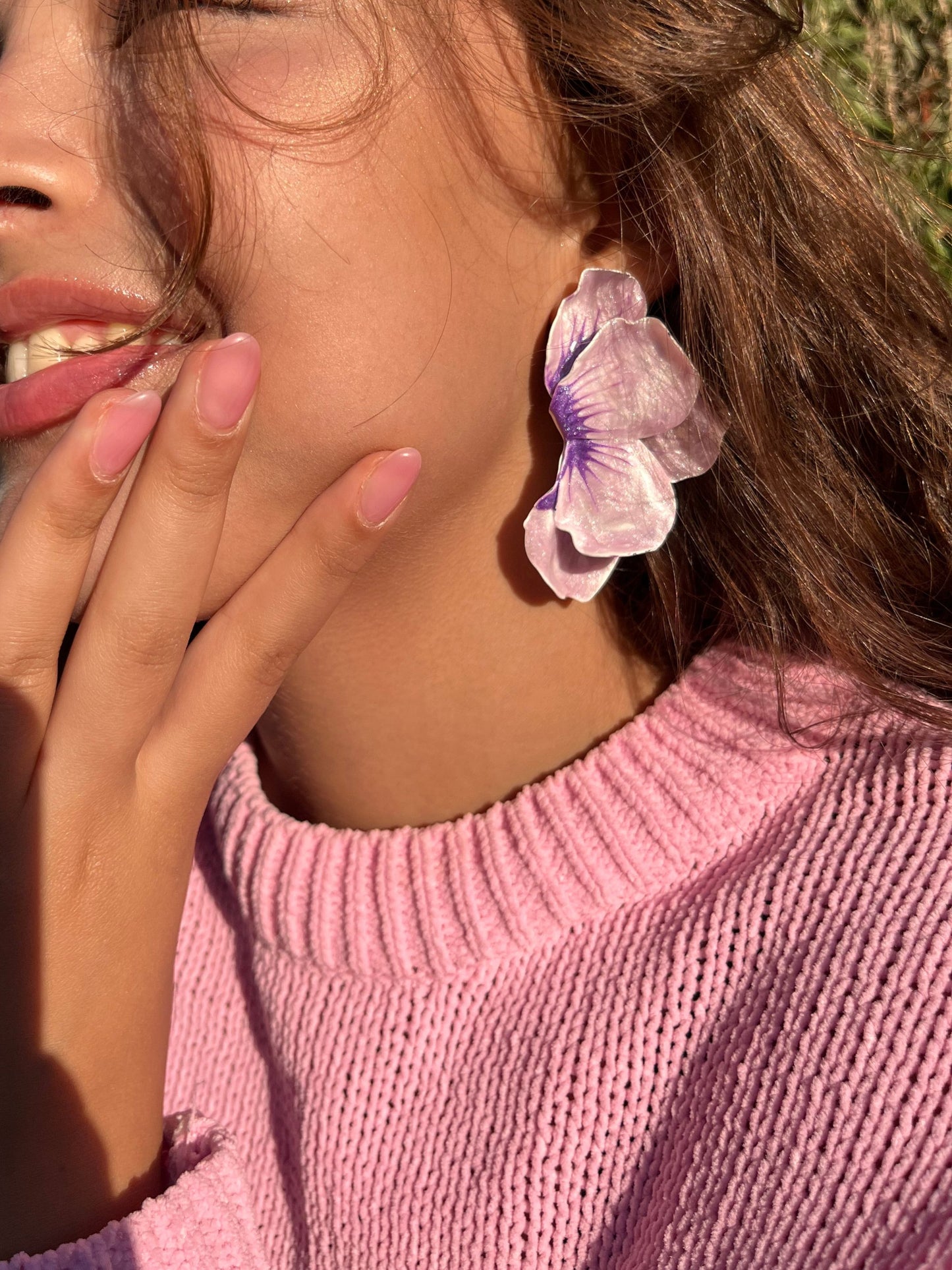 Purple Petal Earrings