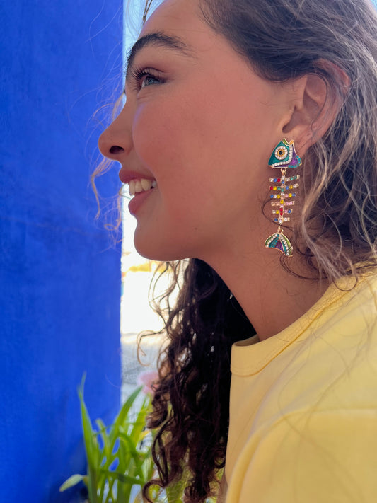 Colorful Fishbone Earrings